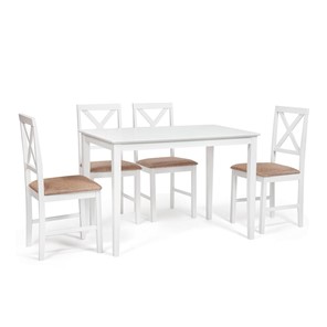 Обеденная зона на кухню Хадсон (стол + 4 стула) id 13693 pure white (белый 2-1) арт.13693 в Твери